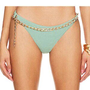 LOVEWAVE Wailani Bikini Bottom Low Rise Chain NWT Green Mint Swim Bathing Suit S